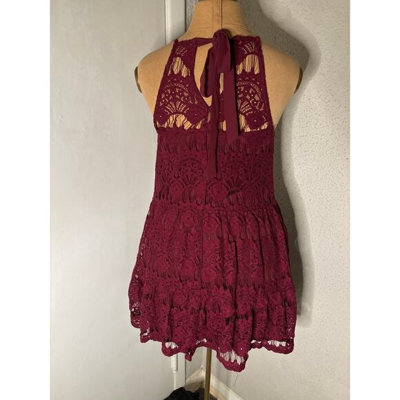 Xtraordinary Lace Maroon Mini Dress M Formal Special Occasion Cocktail Coquette - Picture 2 of 11